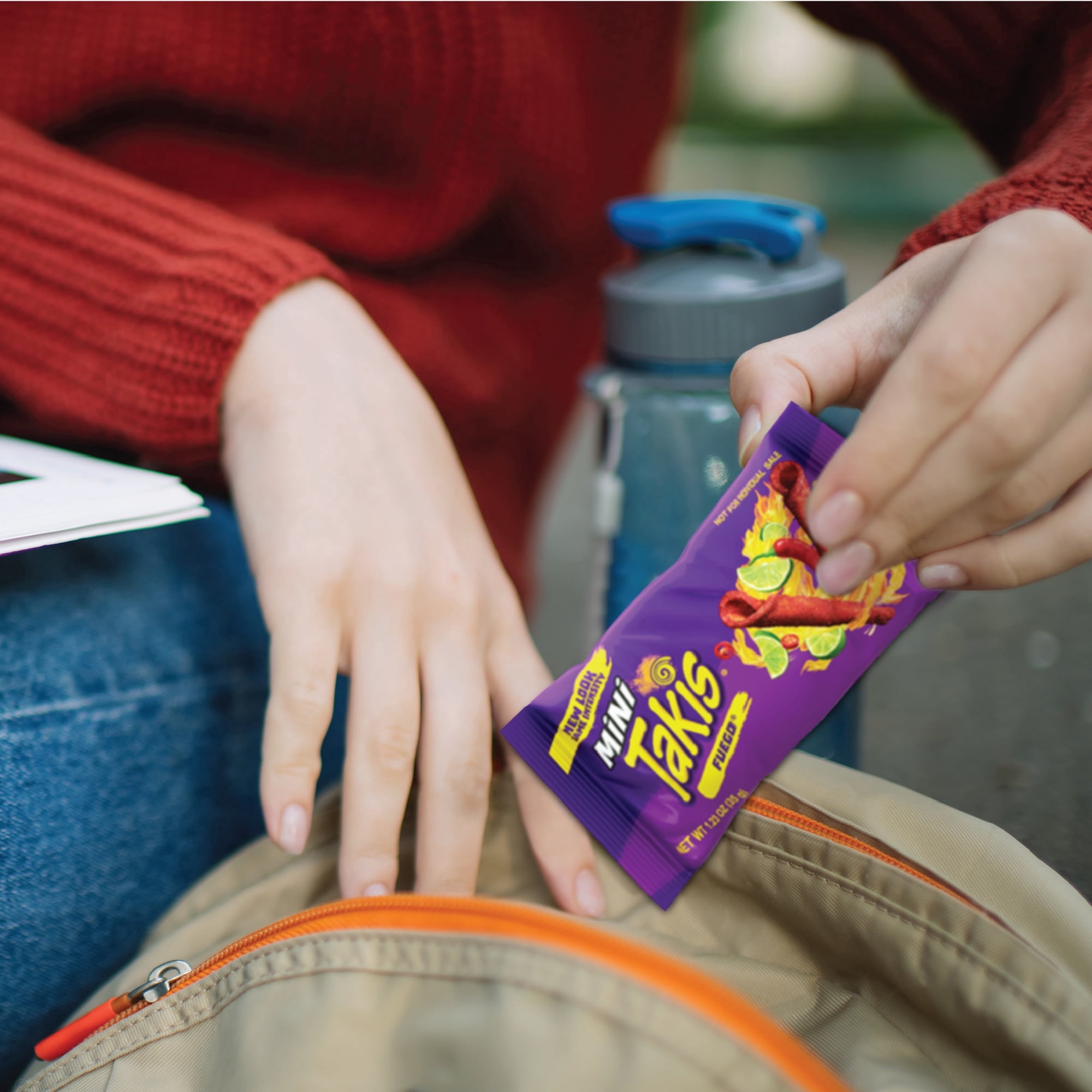 Takis Fuego Mini 10 pc / 1 oz Bite Size Box, Hot Chili Pepper & Lime Rolled Tortilla Chips