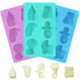 thumbnail image 3 of 3 Pack Baby Shower Party Silicone Mold,Baby Carriage Feeding Bottle Little Feet Bear Pacifier Silicone Fondant Mold for Purple,Blue,Green, 3 of 5