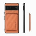 thumbnail image 5 of Cutyskin Carbon Fiber Texture PU Leather Case for Google Pixel 6 Pro, with Detachable Card Holder, Compatible Magsafe Charging, Ultra Thin Design Shockproof Phone Case for Google Pixel 6 Pro, Brown, 5 of 7
