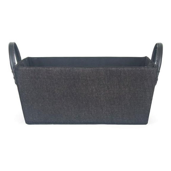 Gray Fabric with Faux Leather Handles Basket