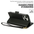 thumbnail image 4 of Feishell Wallet Case for iPhone 12 Pro / 12 6.1", Premium PU Leather Magnetic Closure Flip Kickstand Folio Case with RFID Blocking Credit Card Slots Shockproof Phone Cover with Wrist Strap,Black, 4 of 7