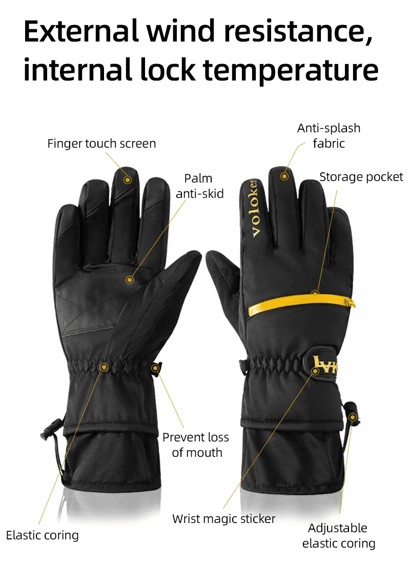 GlacierPro Motorcycle Gloves Waterproof Anti-Slip Unisex, Work Gloves Touchscreen Compatible，Black