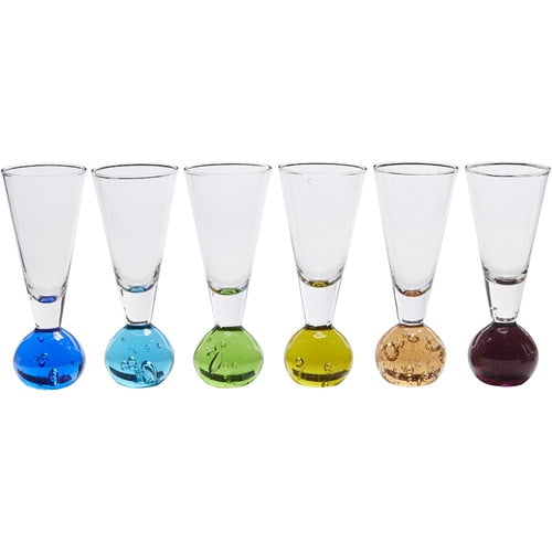 Circleware Fireball Vodka Shot Glasses, Set of 6, Blue-Purple-Yellow-Amber-Green-Orange,... by