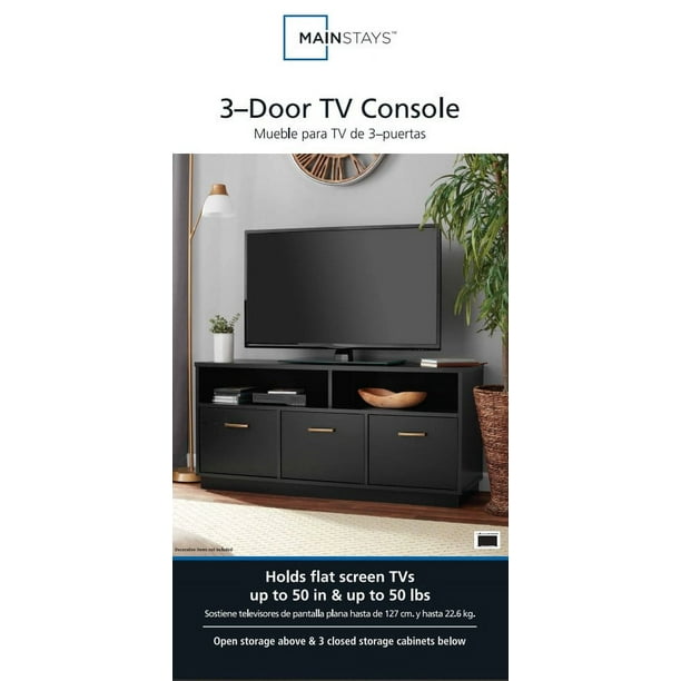 Mainstays 3-Door TV Stand Console for TVs up to 50