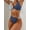 blue, variant on Women's Black & White Leopard Print Bikini Set, O-Ring Detail High Cut Two Piece Swimsuit with Contrast Color Block for Beach Va