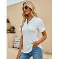thumbnail image 4 of ZHENWEI Womens Collared Casual Short Sleeve V Neck Polo T Shirts Loose Tunic Tops Blouses with Pocket, 4 of 7
