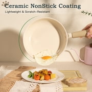 Astercook 17-Piece Ceramic Cookware Set with Dog Paw Wooden Handles, Nonstick Pots and Pans Set for Home & Camping, Induction Compatible and Dishwasher Safe, Perfect Gift for Pet Lovers & Families
