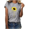 thumbnail image 2 of Wycnly Shirts for Women Plus Size Loose Fit Cute Tee Tops Summer Casual Crewneck Short Sleeve Sunflower Print Ladies Blouses Gray s, 2 of 7