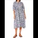 thumbnail image 3 of Vestido Midi Holgado Informal de Verano para Mujer, con Escote en V, Cordones, Media , Estampado Geométrico Bohemio Azul Oscuro L, 3 of 9