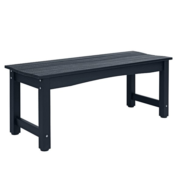 Bstjewey Outdoor 2-Person Patio Bench, Poly Lumber, Teak Wood Grain