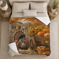 thumbnail image 5 of Printed Flannel Throw Blanket with Rustic Thanksgiving Turkey Harvest Scene Autumn Thanksgiving, 5 of 9