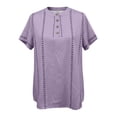 thumbnail image 7 of Helii Women's Contrast Stitch Button V Neck Short Sleeve Shirt Soft Breathable Cotton Feel Top Casual Summer Daily Wear for Vacation and Street Outfits 10 Colors, 7 of 7