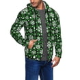 thumbnail image 3 of Zip Up Hoodies for Men - green grid white snowflakes Plaid Long Sleeve Comfrt Men'S Fashion Hoodies & Sweatshirts, Jackets for Men Hoodies Pullover Clothing Clothes with Pouch, 3 of 5