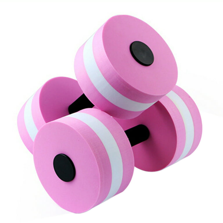 Yesbay 1 Pair Water Aerobics Aquatic Dumbbell EVA Yoga Barbell Exercise  Fitness Equipment-Pink 