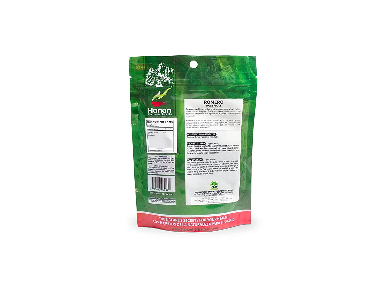 Hanan Peruvian Secrets Romero| 100% Natural Rosemary | 1.41oz / 40g |Naturally Aids in Alleviating Digestive and Menstrual Cramps | Promotes Healthy Circulation (3 Pack)