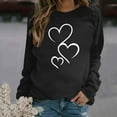 thumbnail image 2 of Valentines Shirts for Women Trendy Funny Heart Print Long Sleeve Tunic Tops Crew Neck Casual Loose Pullover Sweatshirts(Black,XL), 2 of 4