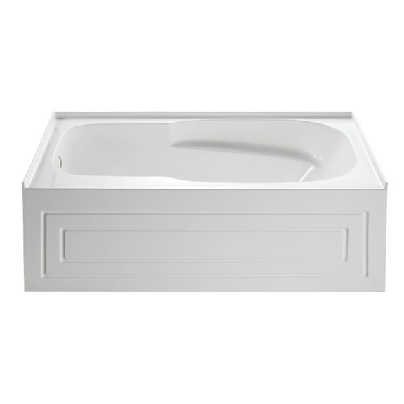 Aqua Eden VTAP6031L21C 60-Inch Anti-Skid Acrylic 3-Wall Alcove Tub with Left Hand Drain Hole, White