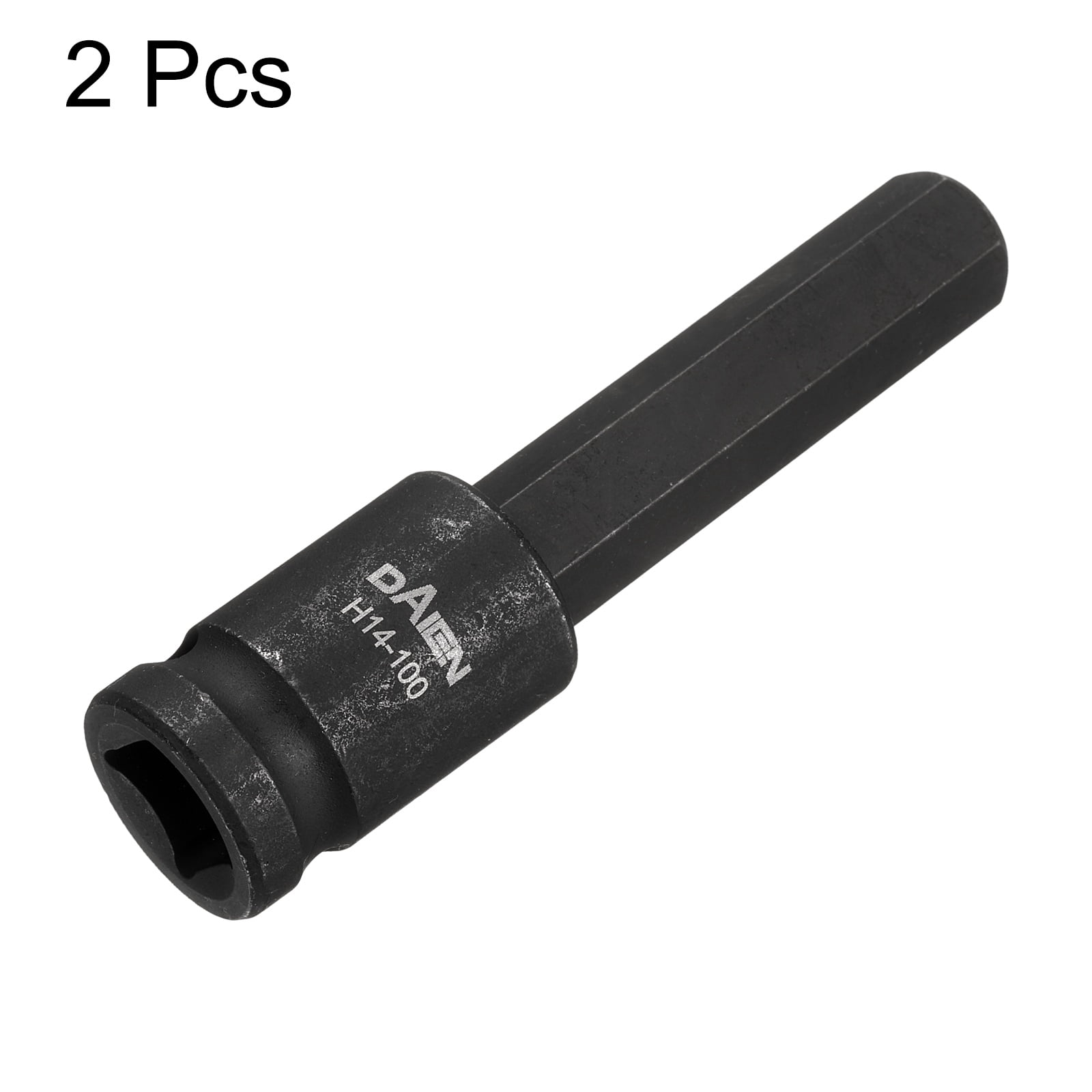 Uxcell 2pcs H14 Hex Bit Socket 100mm/3.94" Length 1/2" Square Drive Metric Extension Impact Bit Power Nut Driver Set S2 Steel Socket Ratchet Wrench Bits, Black