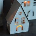 thumbnail image 5 of Main Street Town House Candle Lanterns, Set of 3, Vintage Style, Arched Window Details, Rustic Grey, Metal, 14.5, 9.5, and 5 Inches Tall, 5 of 6