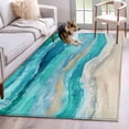 thumbnail image 2 of Rectangle Rug 3x5Ft Marine Coastal Wave Turquoise Ombre Soft Indoor Throw Rugs Carpets for Living Dining Bedroom Kids Room Non-Slip Playroom Crawl Rug Floor Mats Abstract Ocean Sea Shore, 2 of 9