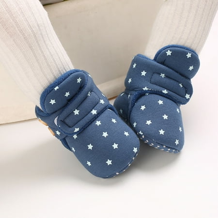 

LYCAQL Baby Shoes Baby Shoes Plus Velvet Warm Polka Dot Printing Boots Non Slip Breathable Toddler Shoes Boots for Girls Size 12 (Blue 4 )