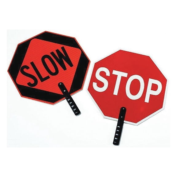 Cortina Safety Paddle, Silk-Screened Plastic, 9" Hndl, STOP/SLOW, Red/White/Orange/Blk - 1 EA (831-03-851)