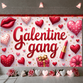 thumbnail image 5 of Red Hearts Galentine Banner Gold Stars BFF Display Lipstick Design Gift Box Pattern Friendship Backdrop for Galentine's Day Party BFF Gathering Girls' Night, 5 of 9