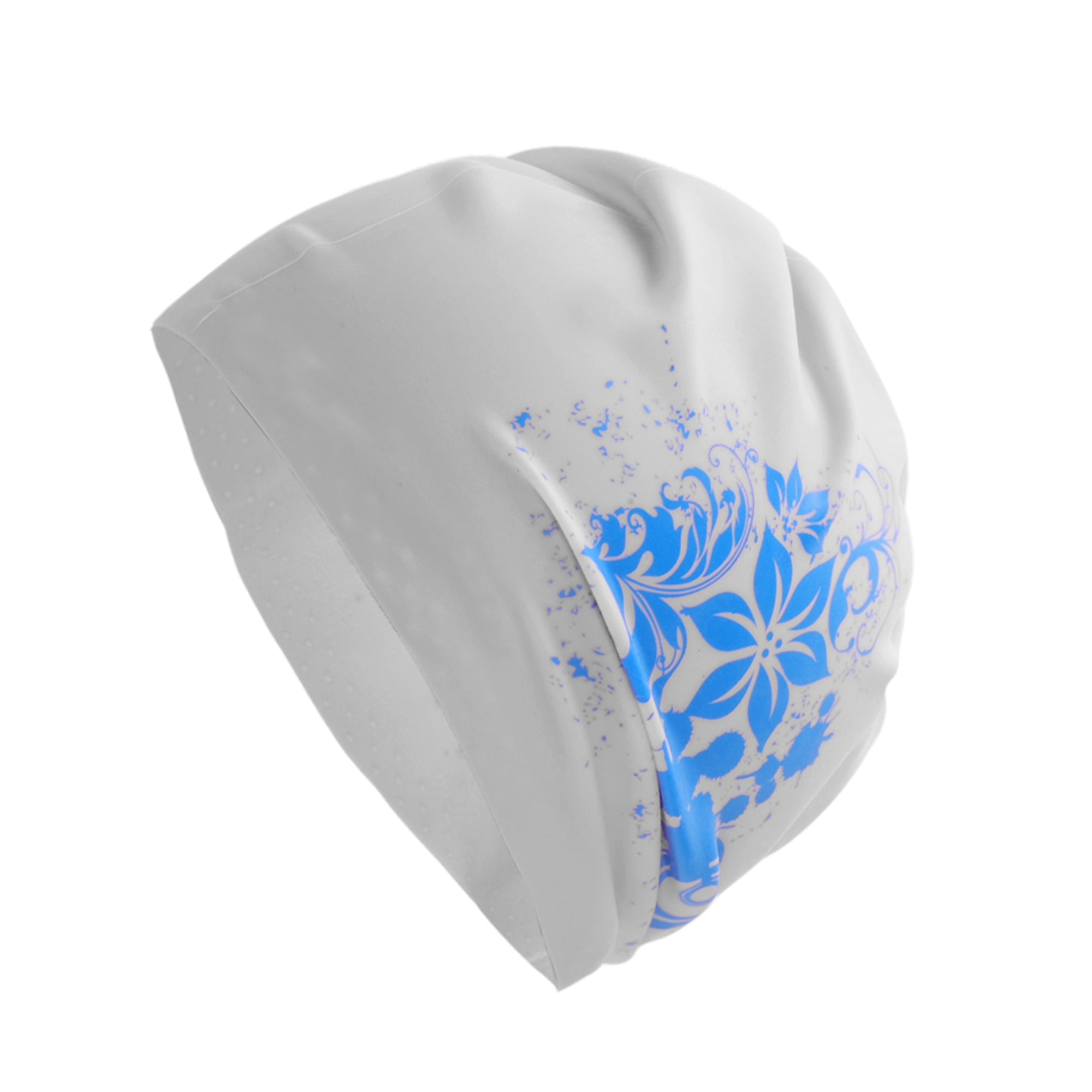Unique Bargains Floral Pattern Swim Cap 1Pc Gray