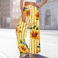 thumbnail image 6 of Boho Wide Leg Pants for Women Flowy Drawstring Floral Palazzo Pants Baggy Tropical Hawaiian Pull on Beach Pant White L, 6 of 8