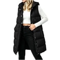 thumbnail image 2 of Womens Puff Vest Outwear with Hood Loose Fit Warm Full Zip Casual Winter Sleeveless Quilted Jacket Black XL, 2 of 7