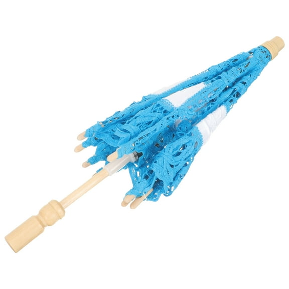 Qnmwood 36cm Blue Lace Umbrella Parasol Vintage Wedding Decorations