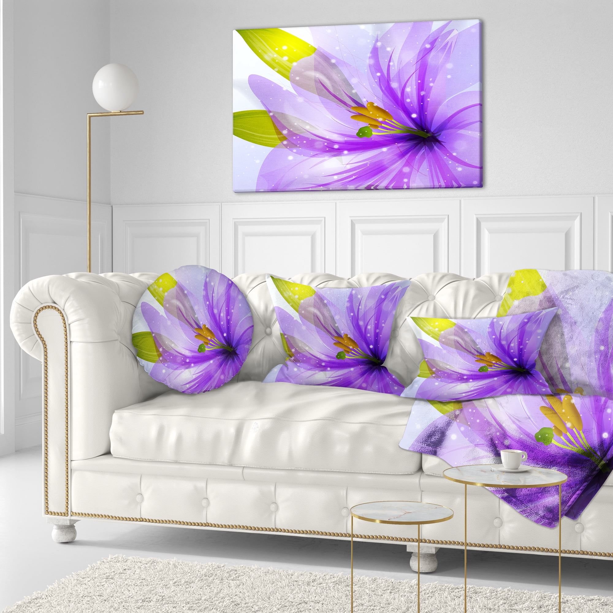 Designart Glowing Lily Flower - Floral Throw Pillow - 12x20