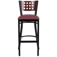 thumbnail image 6 of Flash Furniture HERCULES Series Black Cutout Back Metal Restaurant Barstool - Mahogany Wood Back, Burgundy Vinyl Seat, 6 of 7