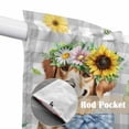thumbnail image 4 of Swag Valance Curtains for Windows, Sunflowers Dog Light Filtering Kitchen Curtains with Rod Pocket, Spring Watercolor Floral Stars Grey Plaid Window Treatment Valances for Living Room, 28x36 - 2 PCS, 4 of 9