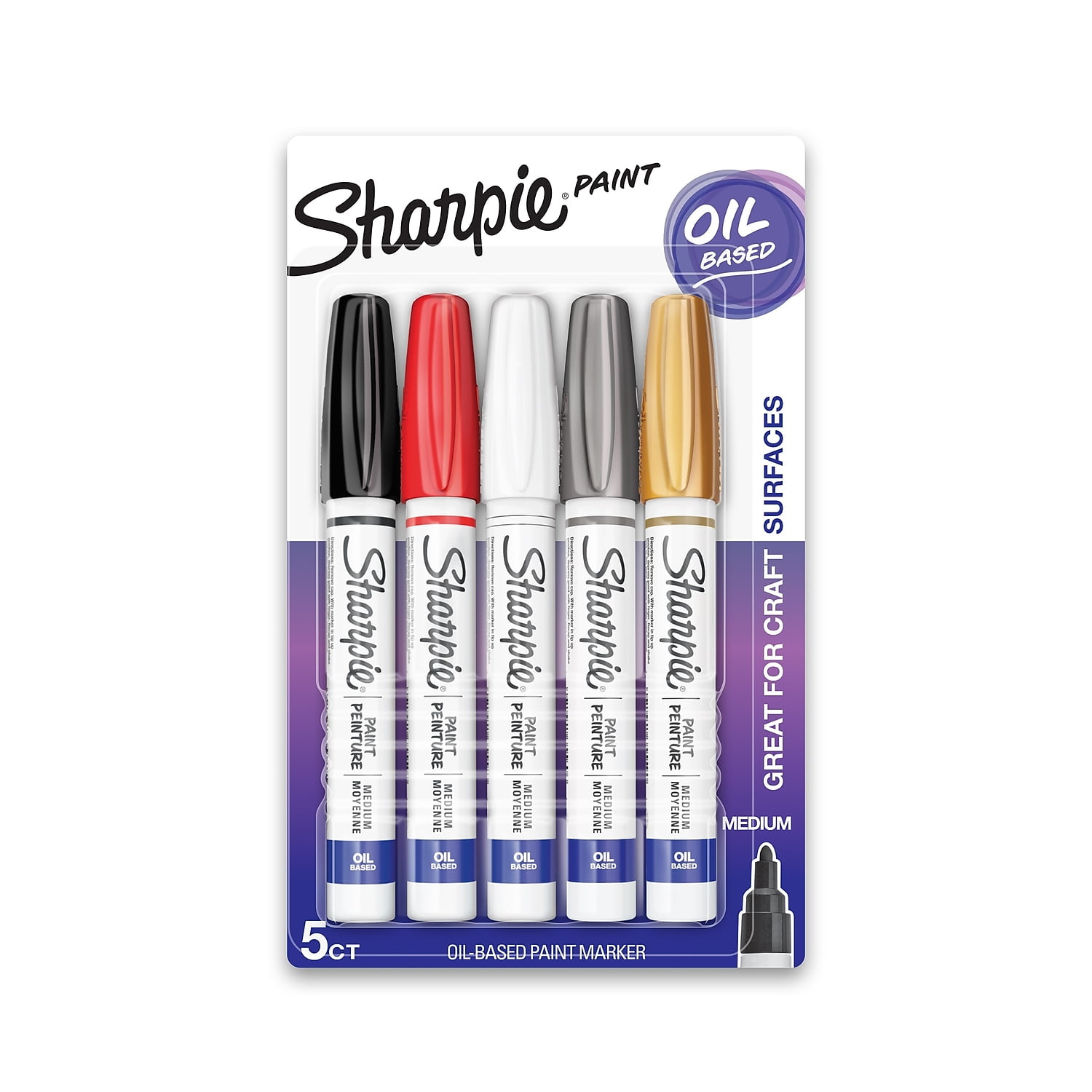 Sharpie Fine Point Oil Based Paint Markers Assorted Colors 5 Count Pen Set Walmart