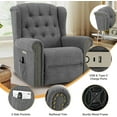 thumbnail image 6 of Power Swivel Rocking Glider Recliner Chair, Electric Nursery Reclining Sofa Chair with Heat and Massage, Wingback Tufted Upholstered Recliner for Living Room, USB and Type-C Ports, Grey, 6 of 9