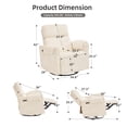 thumbnail image 4 of Oversized Power Recliner Chair, 26" Extra Wide Swivel Rocker Recliner with Adjustable Headrest, Chenille Glider Rocking Nursery Chair with Overstuffed Armrest, USB Ports, Cream, 4 of 9