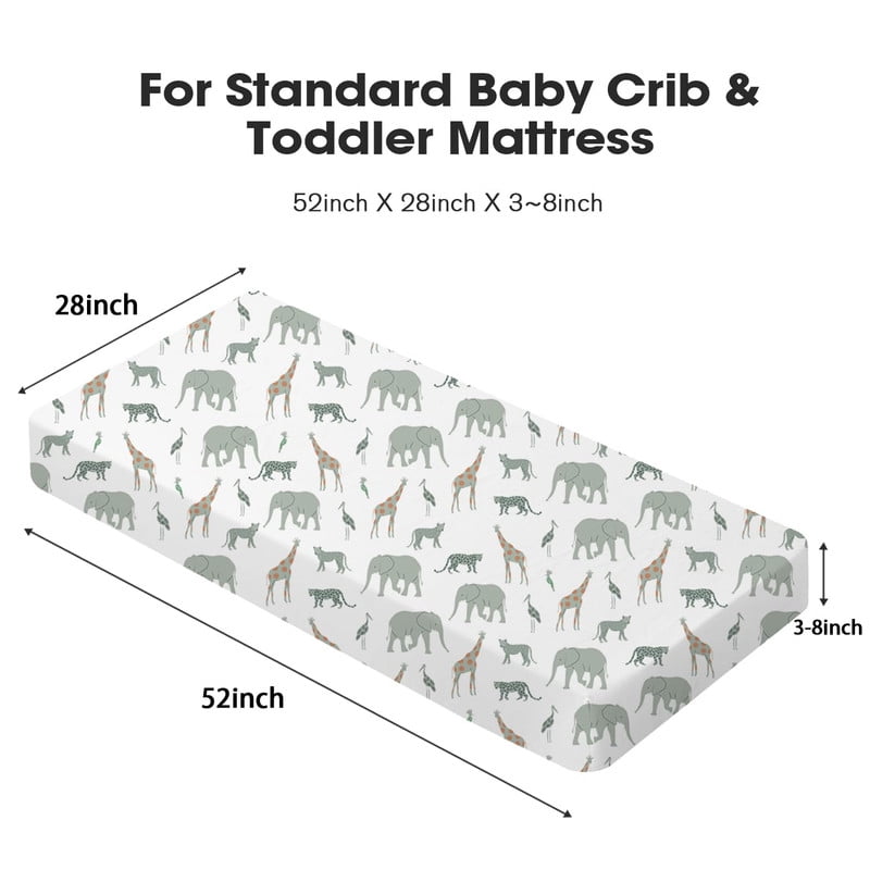 Bimocosy Crib Sheets Fitted 4 Pack for Baby Boys & Girls, Soft Microfiber Toddler Bed Sheets for Standard Crib & Toddler Mattresses 52'’ x 28'' (Safari)