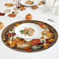 thumbnail image 4 of Pumpkin Maple Leaf Placemats, Vintage Fall Harvest Round Heat Insulated Placemats for Thanksgiving Party Catering Decorations, 4 of 6