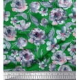 thumbnail image 1 of Soimoi Cotton Cambric Fabric Leaves,Periwinkle & Rose Floral Printed Fabric 1 Yard 42 Inch Wide, 1 of 3