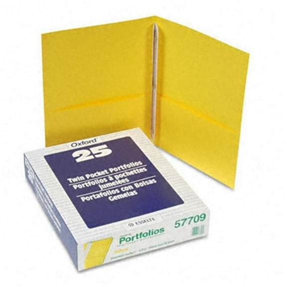 Esselte Pendaflex Twin-Pocket Portfolio Tang Clips Letter 1/2 Capacity Yellow 25 per Box