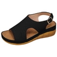 thumbnail image 6 of Rokment Women's Platform Wedge Orthopedic Walking Sandals 2026 Summer Stylish Breathable Leather Peeptoe Slingback Gladiatoor Non Slip Work Shoes Black Size 6, 6 of 7