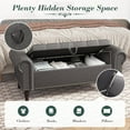 thumbnail image 6 of YOUDENOVA Storage Ottoman Bench for Bedroom 51" Queen Leather Storage Bench with Button, Upholstered Bedroom Bench with Rolled Arms for Living Room, Storage Room, Entryway, Gray, 6 of 7