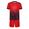 thumbnail image 3 of Hansber Kids Boys Basketball Soccer Jersey Tracksuit Quick Dry Athletic T-Shirt with Sports Shorts Set Summer Outfits Red 12, 3 of 5