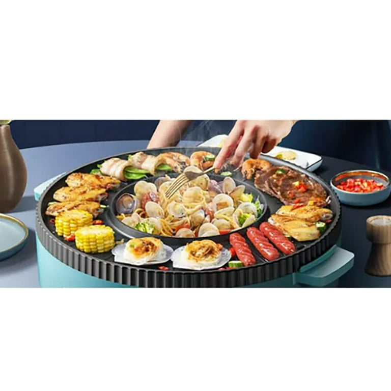 Lp Living Plus 2 in 1 Electric Grill and Hot Pot, Non-Stick Griddle for  Korean BBQ, Shabu Shabu and Noodles 