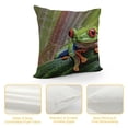 thumbnail image 4 of YINGXI  Animal Throw Pillow Cushion Cover, Red Eyed Tree Frog Hiding in Exotic Macro Leaf in Costa Rica Rainforest Tropical Nature, Decorative Square Accent Pillow Case,Green Vermilion 24x24in, 4 of 5
