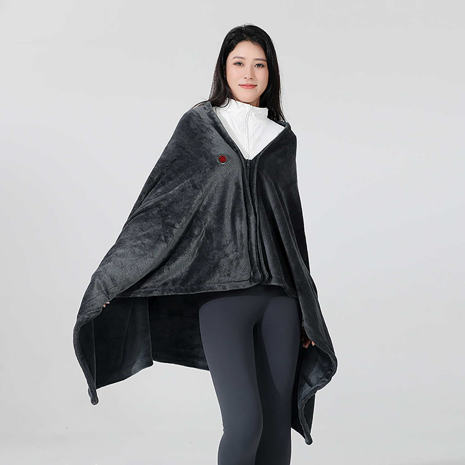 Wearable Heated Blanket Electric Throw Blanket Heated Shawl For Women Men Zip Up Heating Jacket Home Heated Body Warmer USB Coats Heated Scarf (86CM)