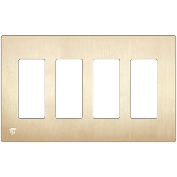 ENERLITES Elite Series Screwless Decorator Wall Plate Child Safe Outlet Cover, Gloss Finish, Size 4-Gang 4.68" H x 8.30" L, Unbreakable Polycarbonate Thermoplastic, SI8834-GD, Gold