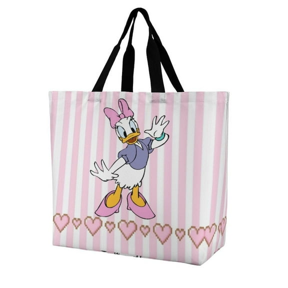 Daisy Duck Print Bag Shoulder Shopping Bag Canvas Tote Bag Large Grocery Bag Reusable Beach Handbag for Men Women
