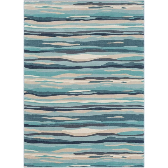 Mark&Day Area Rugs, 5x7 Montauban Modern Aqua Area Rug, Blue White Carpet for Living Room, Bedroom or Kitchen (5'3" x 7'3")